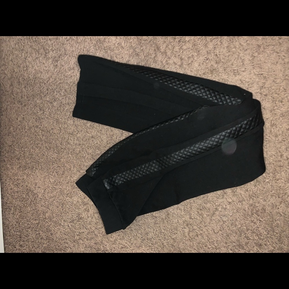 Black Leggings with leather embellishment